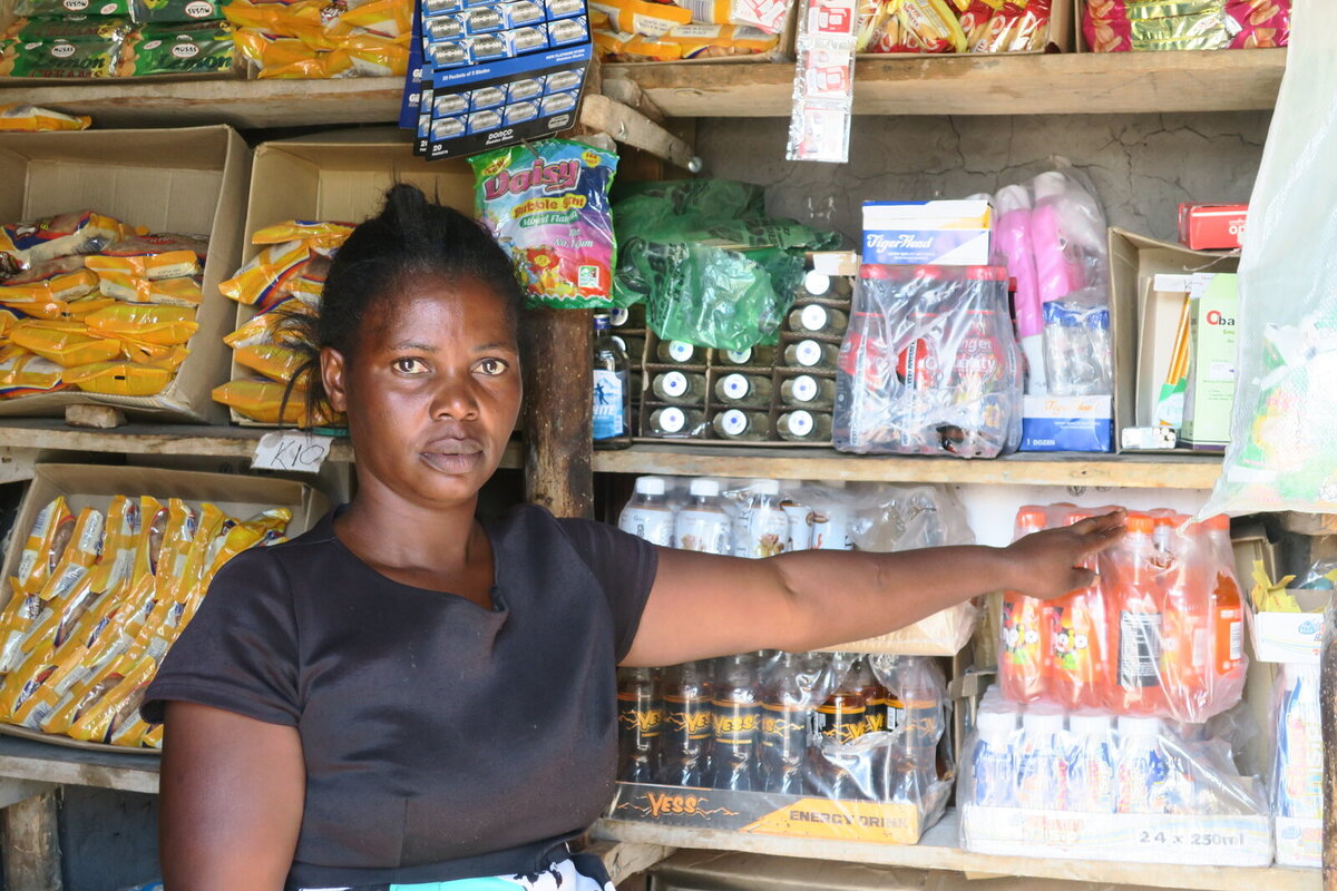 Pumulo now owns a grocery business thanks to Caritas Czech Republic